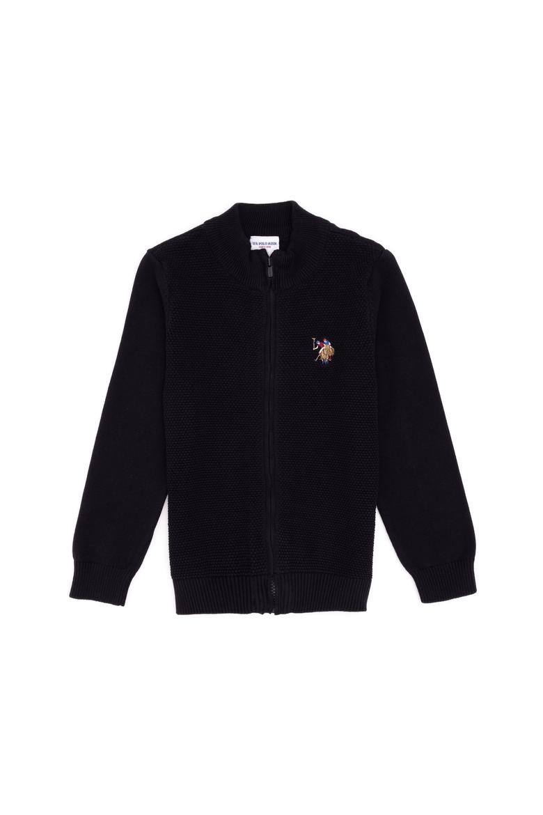 Erkek Çocuk Fermuarlı Siyah Triko Hırka