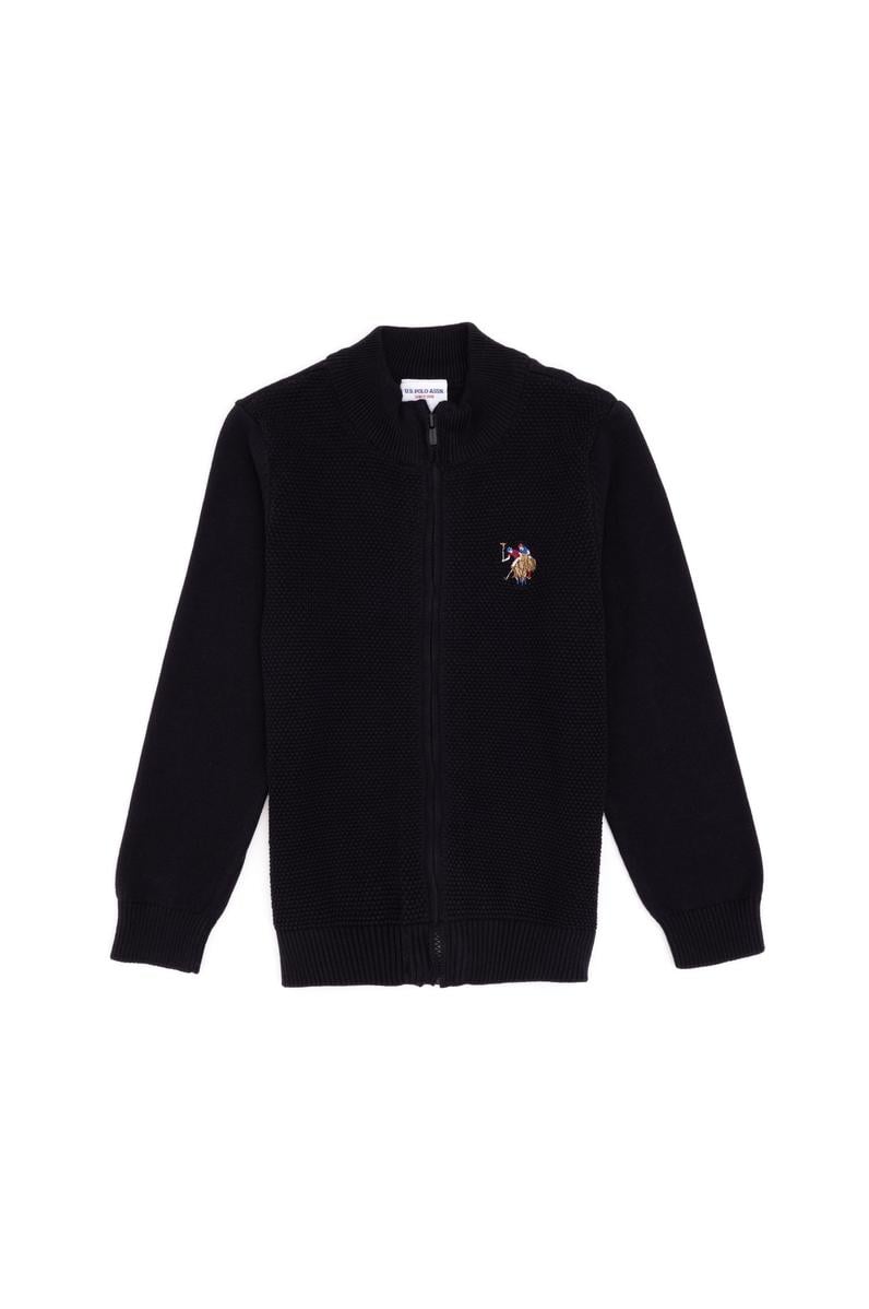 Erkek Çocuk Fermuarlı Siyah Triko Hırka