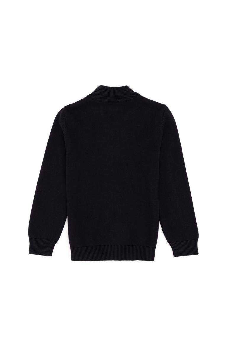 Erkek Çocuk Fermuarlı Siyah Triko Hırka - 50300739014