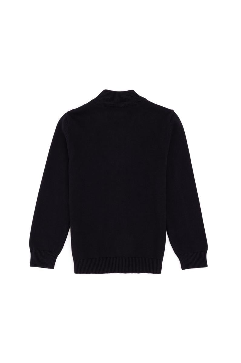 Erkek Çocuk Fermuarlı Siyah Triko Hırka