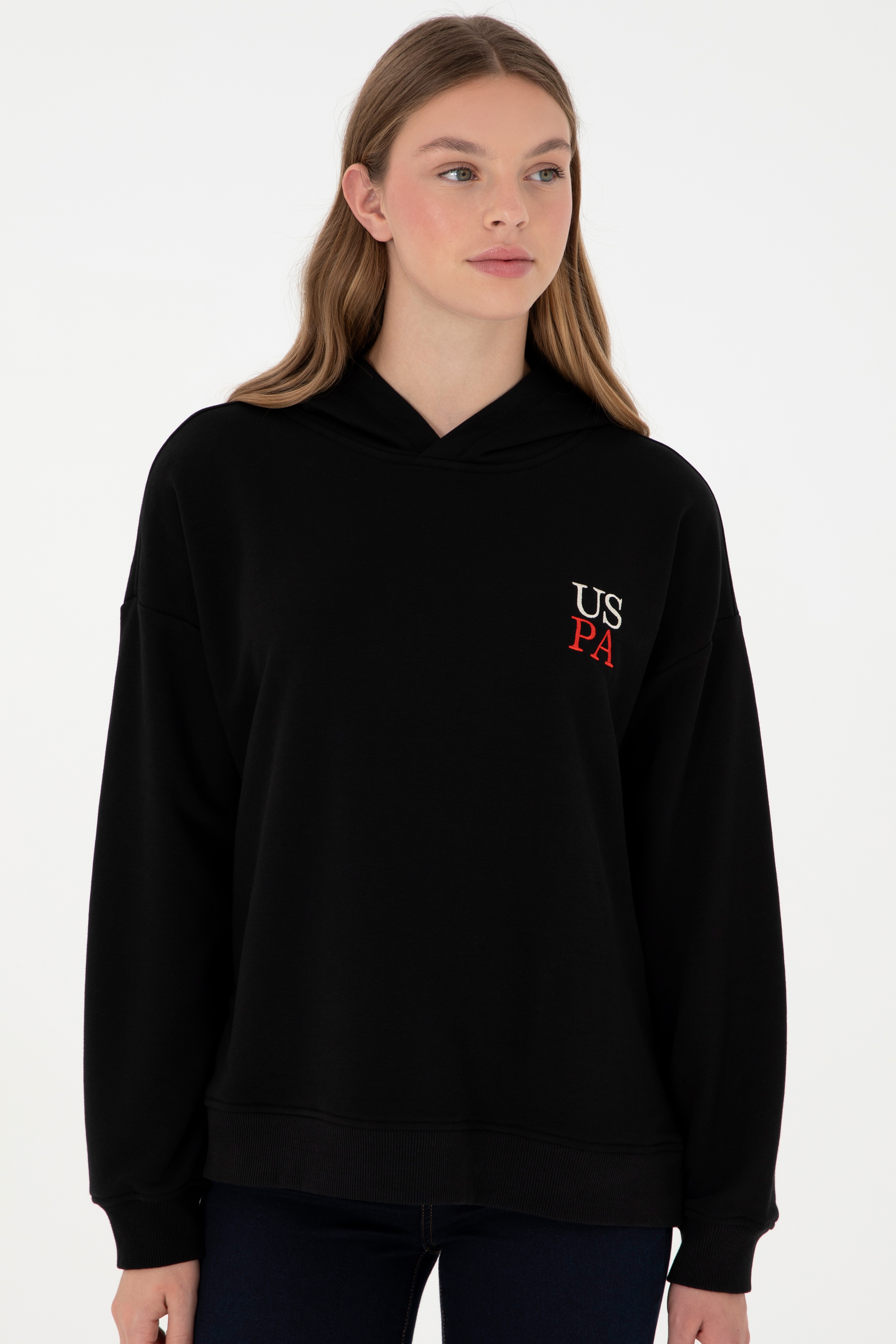 Kadın Siyah Kapüşonlu Sweatshirt