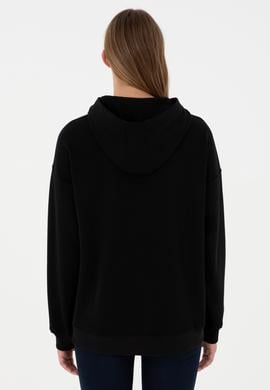 Kadın Siyah Kapüşonlu Sweatshirt - 50291265029