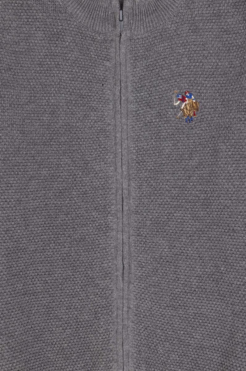 Erkek Çocuk Fermuarlı Gri Melanj Triko Hırka