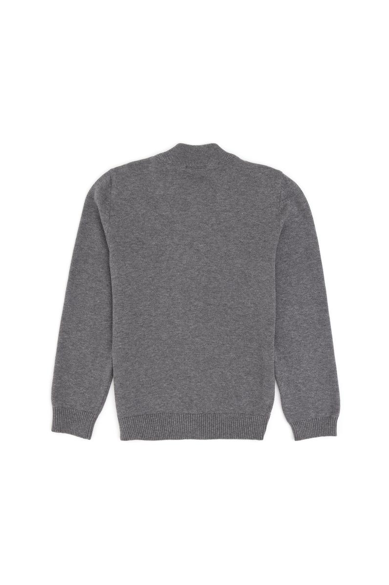 Erkek Çocuk Fermuarlı Gri Melanj Triko Hırka