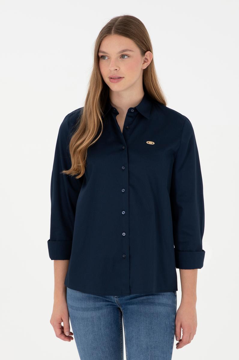 Kadın Lacivert Uzun Kollu Gömlek