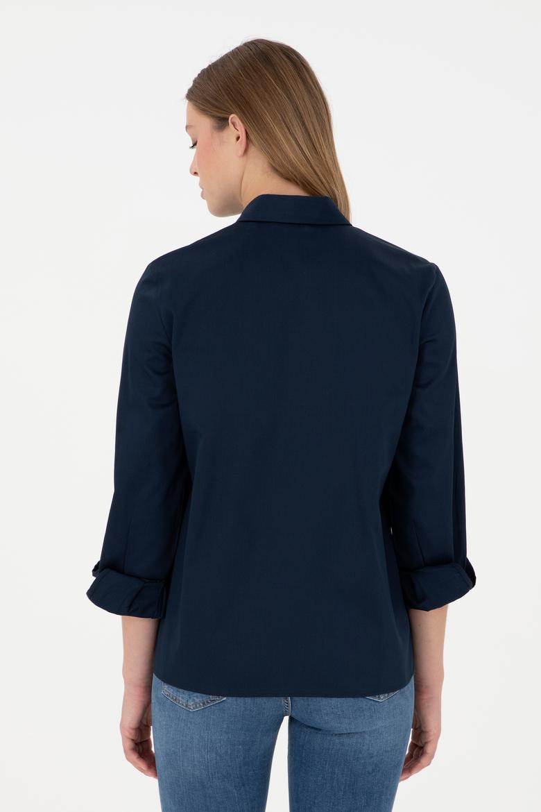 Kadın Lacivert Uzun Kollu Gömlek - 50297108014