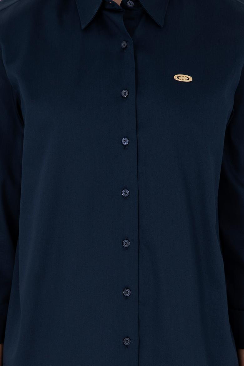 Kadın Lacivert Uzun Kollu Gömlek - 50297108014