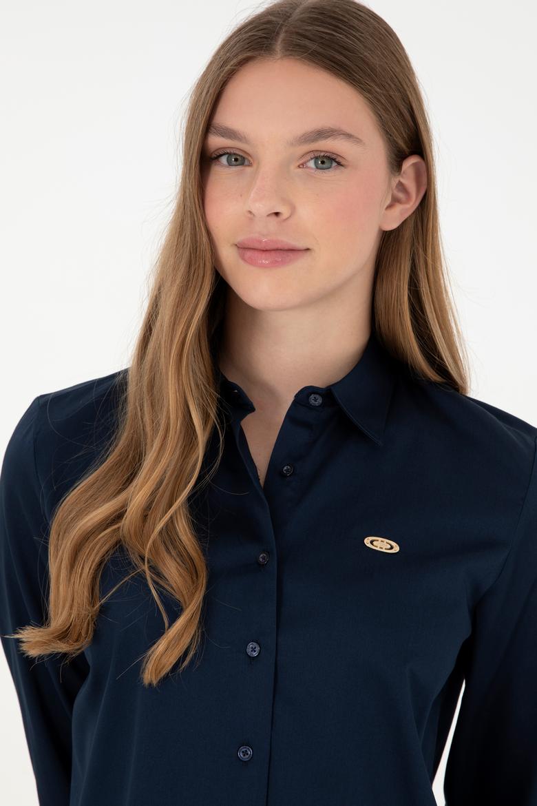 Kadın Lacivert Uzun Kollu Gömlek - 50297108014