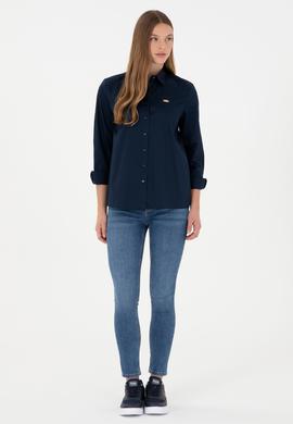 Kadın Lacivert Uzun Kollu Gömlek - 50297108014