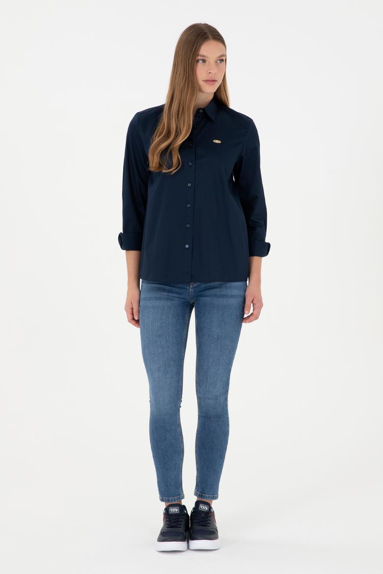 Kadın Lacivert Uzun Kollu Gömlek - 50297108014