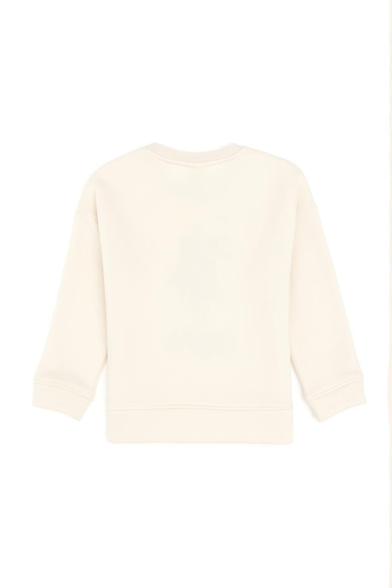 Kız Çocuk Krem Bisiklet Yaka Sweatshirt - 50292564005