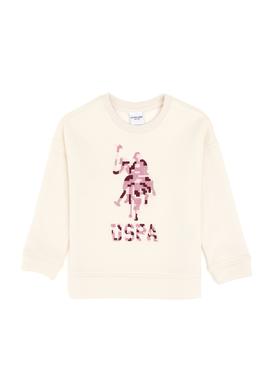 Kız Çocuk Krem Bisiklet Yaka Sweatshirt - 50292564005