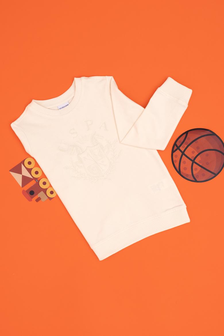 Erkek Çocuk Krem Bisiklet Yaka Sweatshirt