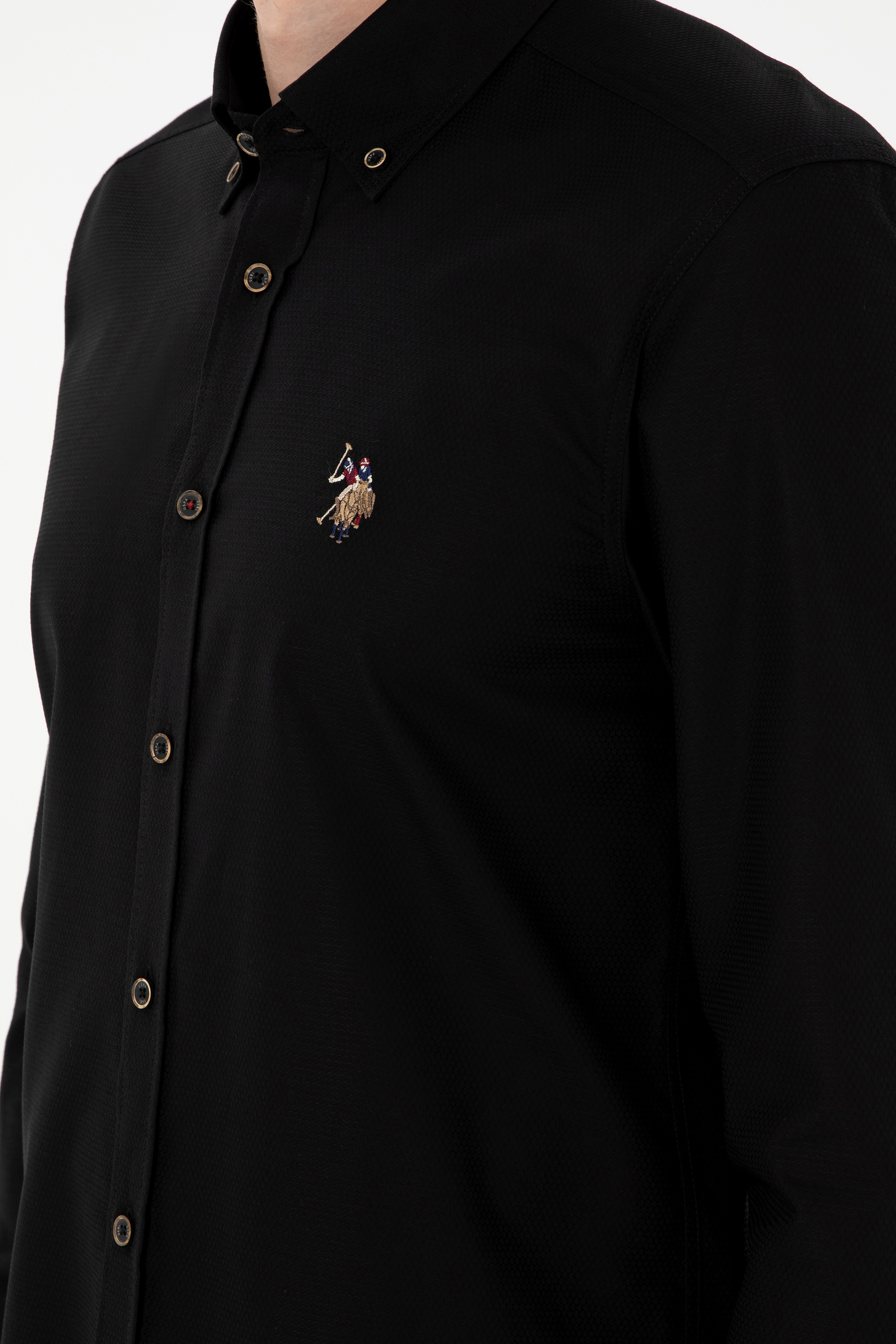 Erkek Siyah Uzun Kollu Basic Gömlek