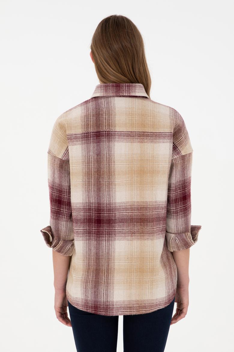 Kadın Bordo Uzun Kollu Gömlek - 50297439005