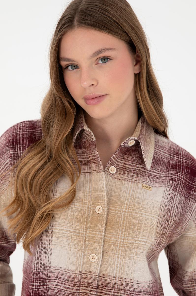 Kadın Bordo Uzun Kollu Gömlek