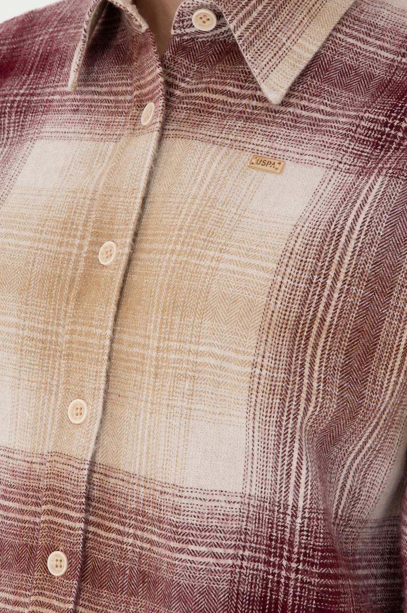 Kadın Bordo Uzun Kollu Gömlek