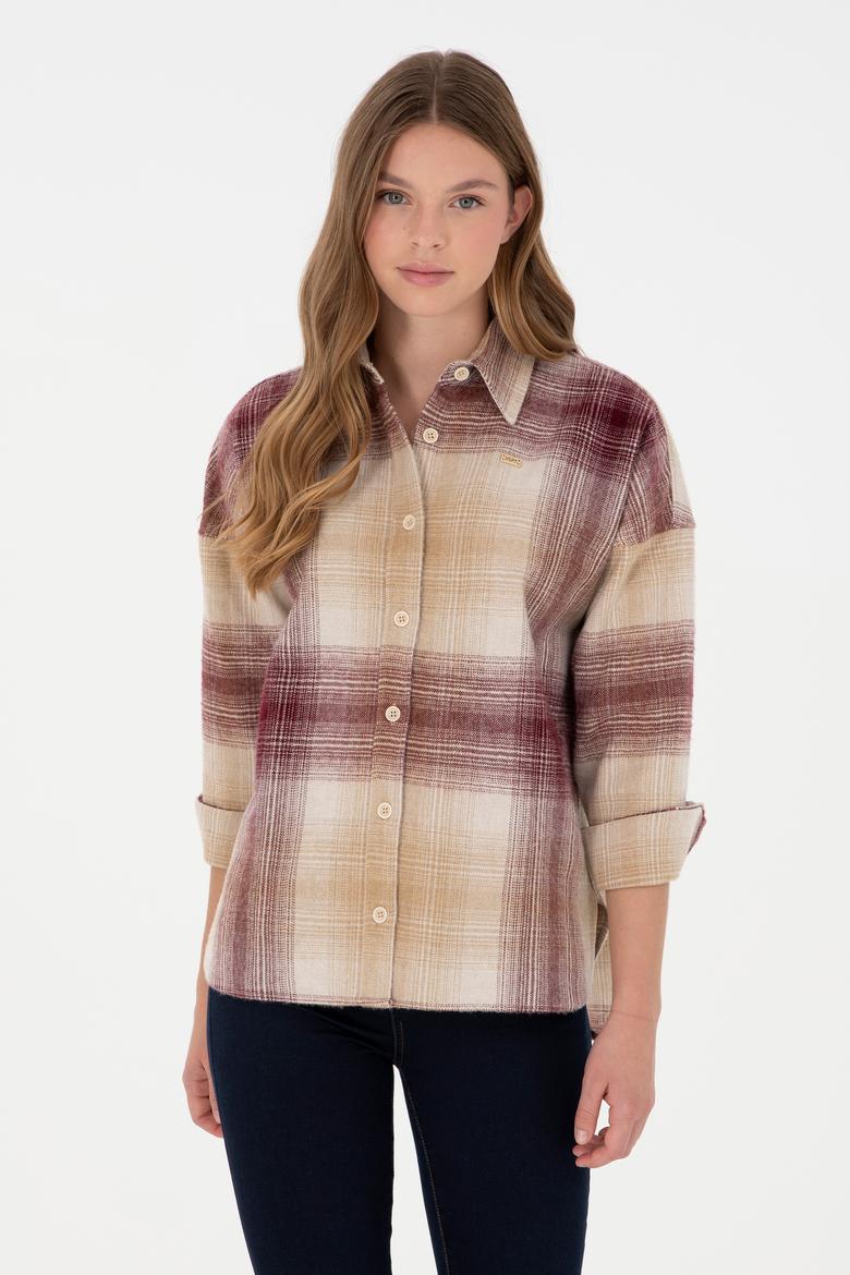 Kadın Bordo Uzun Kollu Gömlek