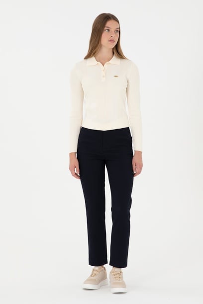 Kadın Lacivert Carrot Hight Waist Fit Kanvas Pantolon