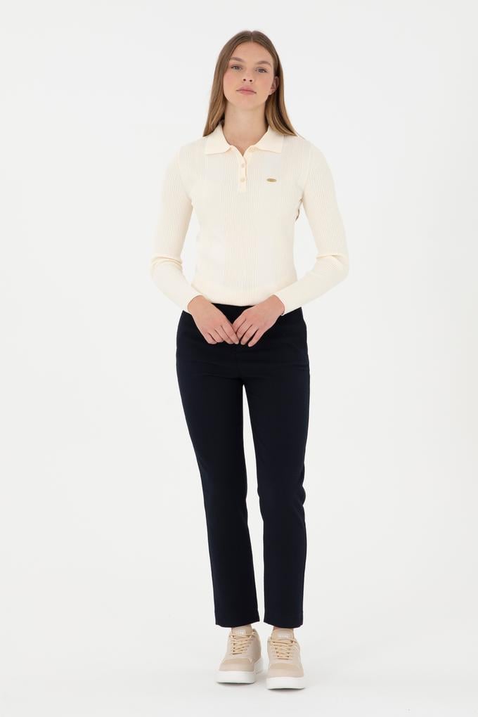 Kadın Lacivert Carrot Hight Waist Fit Kanvas Pantolon