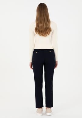 Kadın Lacivert Carrot Hight Waist Fit Kanvas Pantolon - 50298544002