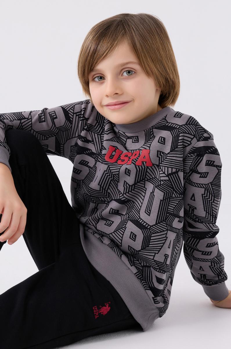 Erkek Çocuk Koyu Gri Pijama Takımı