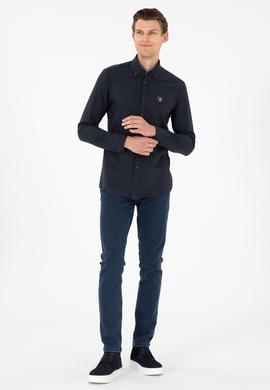 Erkek Lacivert Uzun Kollu Basic Gömlek - 50293980093