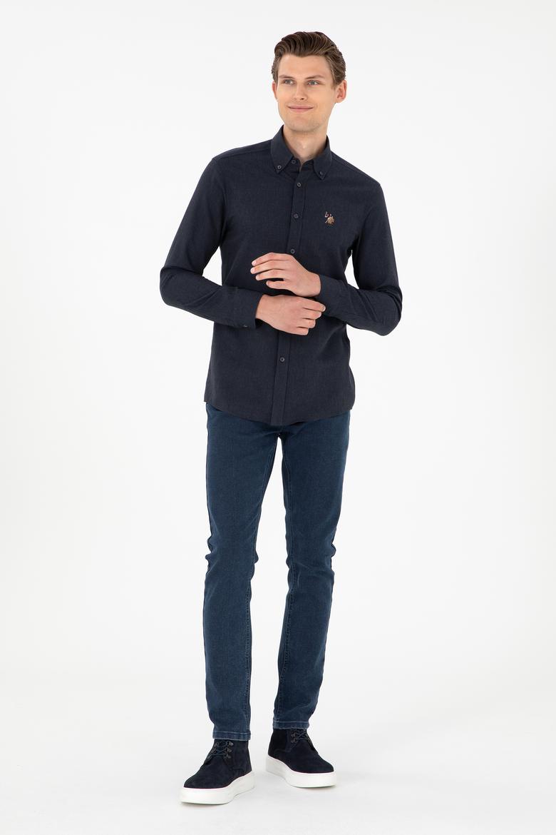 Erkek Lacivert Uzun Kollu Basic Gömlek - 50293980093