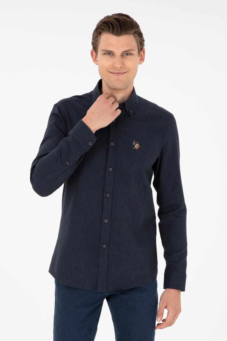 Erkek Lacivert Uzun Kollu Basic Gömlek