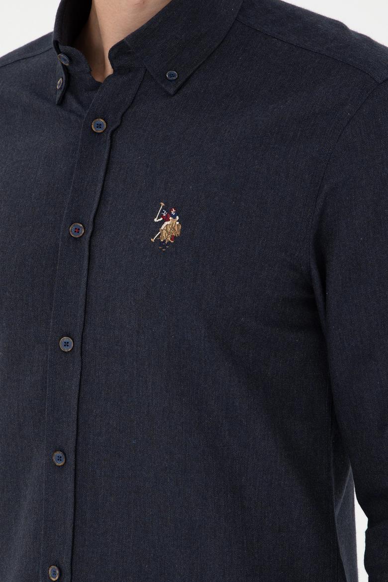 Erkek Lacivert Uzun Kollu Basic Gömlek - 50293980093