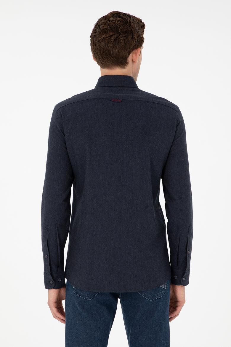 Erkek Lacivert Uzun Kollu Basic Gömlek - 50293980093