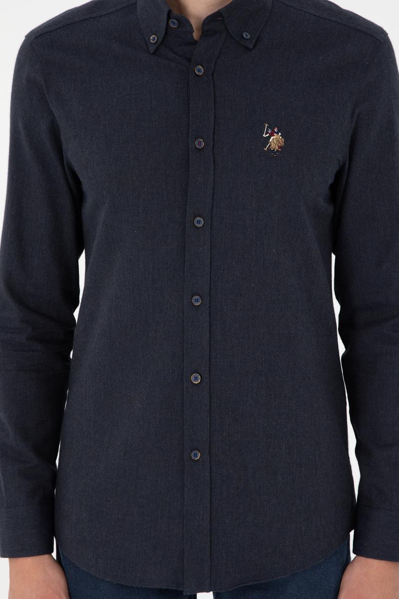 Erkek Lacivert Uzun Kollu Basic Gömlek - 50293980093