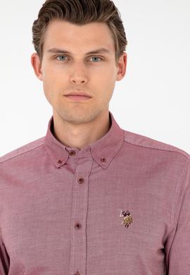 Erkek Bordo Uzun Kollu Basic Gömlek - 50293847025