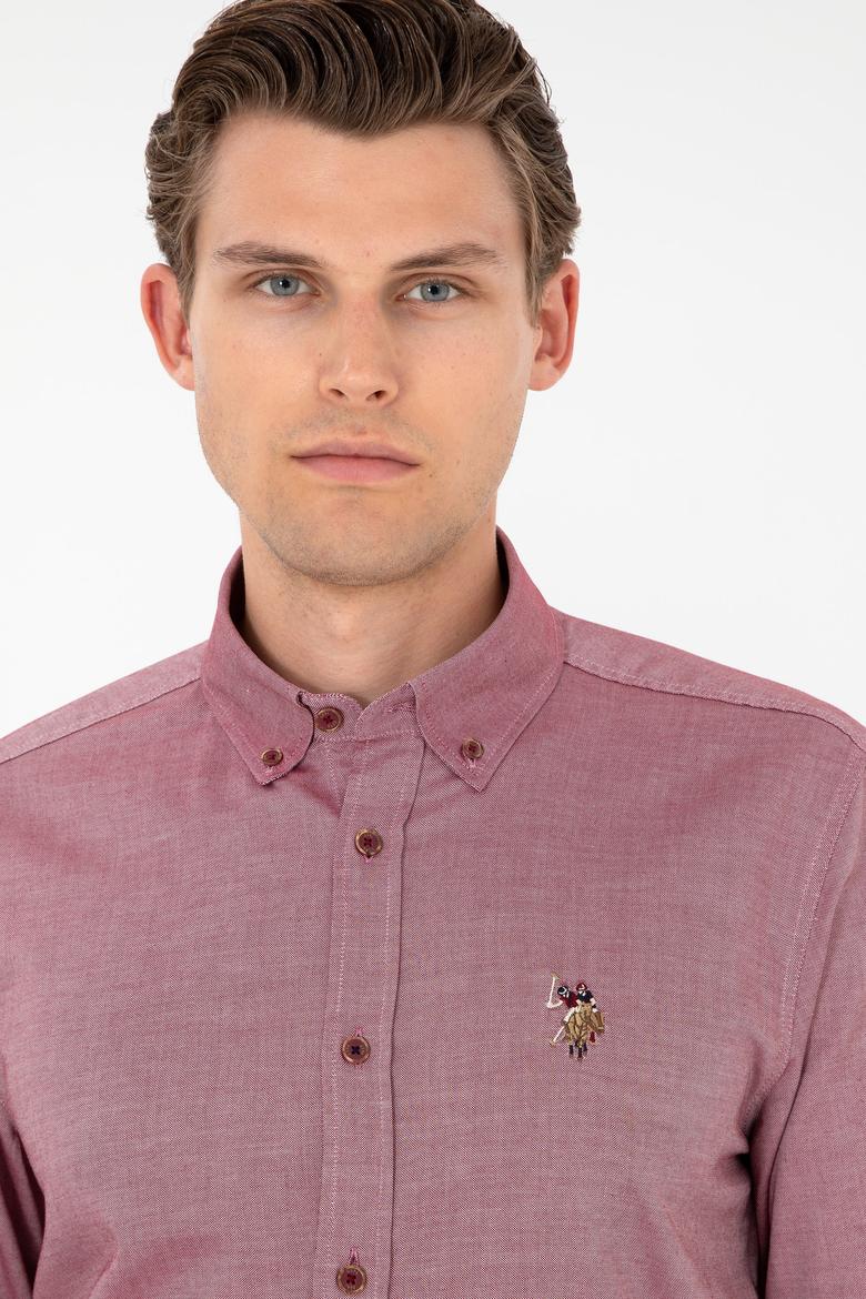 Erkek Bordo Uzun Kollu Basic Gömlek - 50293847025