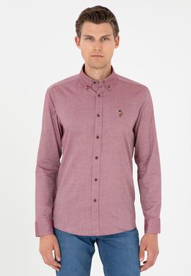 Erkek Bordo Uzun Kollu Basic Gömlek - 50293847025