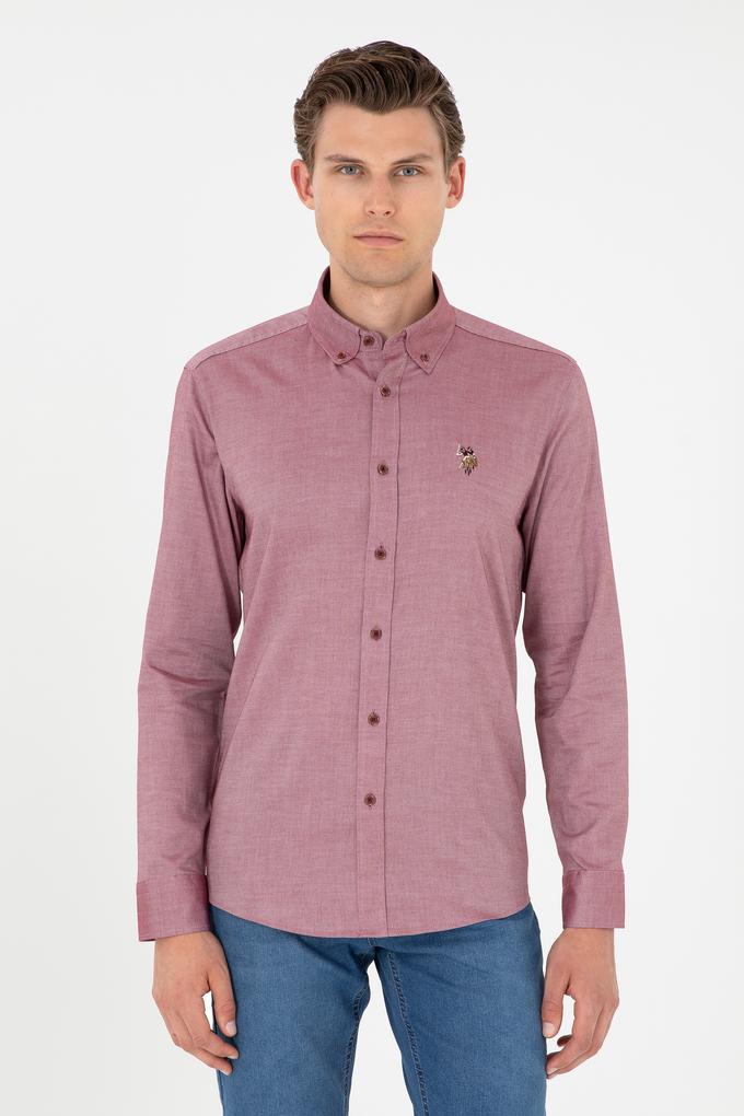 Erkek Bordo Uzun Kollu Basic Gömlek