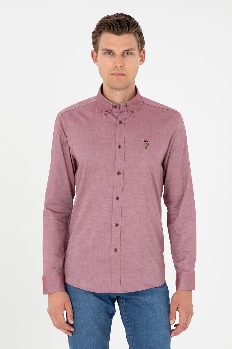 Erkek Bordo Uzun Kollu Basic Gömlek