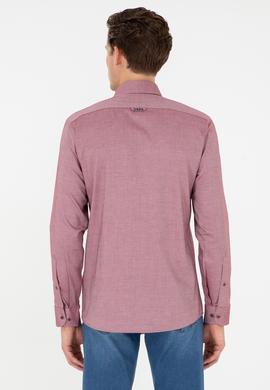Erkek Bordo Uzun Kollu Basic Gömlek - 50293847025