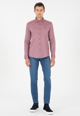 Erkek Bordo Uzun Kollu Basic Gömlek - 50293847025