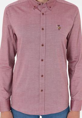 Erkek Bordo Uzun Kollu Basic Gömlek - 50293847025