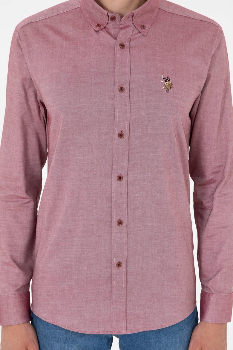 Erkek Bordo Uzun Kollu Basic Gömlek - 50293847025