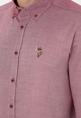 Erkek Bordo Uzun Kollu Basic Gömlek - 50293847025