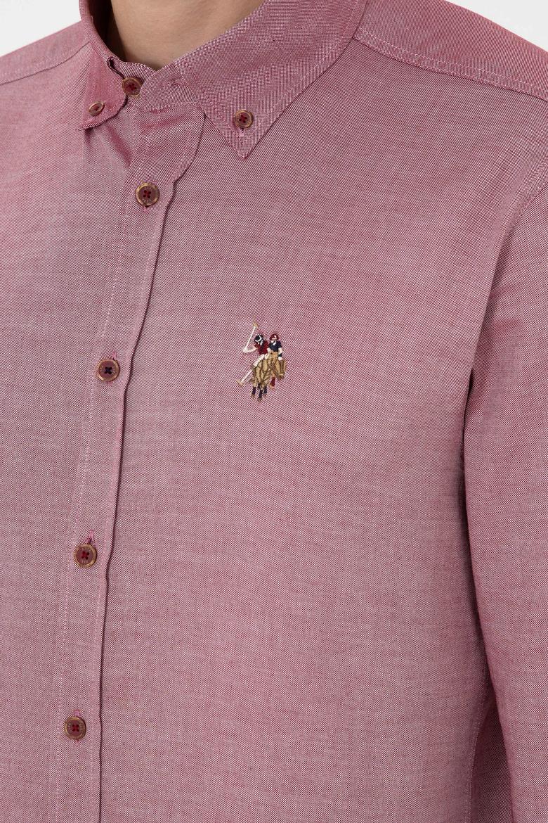 Erkek Bordo Uzun Kollu Basic Gömlek - 50293847025