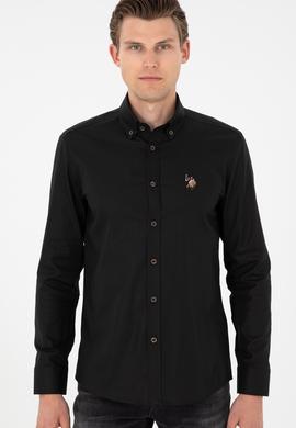 Erkek Siyah Uzun Kollu Basic Gömlek - 50293847091