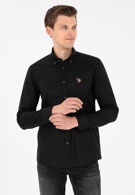 Erkek Siyah Uzun Kollu Basic Gömlek - 50293847091