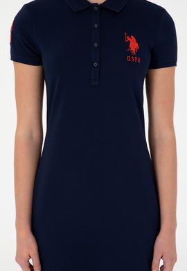 Kadın Lacivert Polo Yaka Mini Boy Örme Elbise - 50280064016