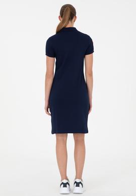 Kadın Lacivert Polo Yaka Mini Boy Örme Elbise - 50280064016