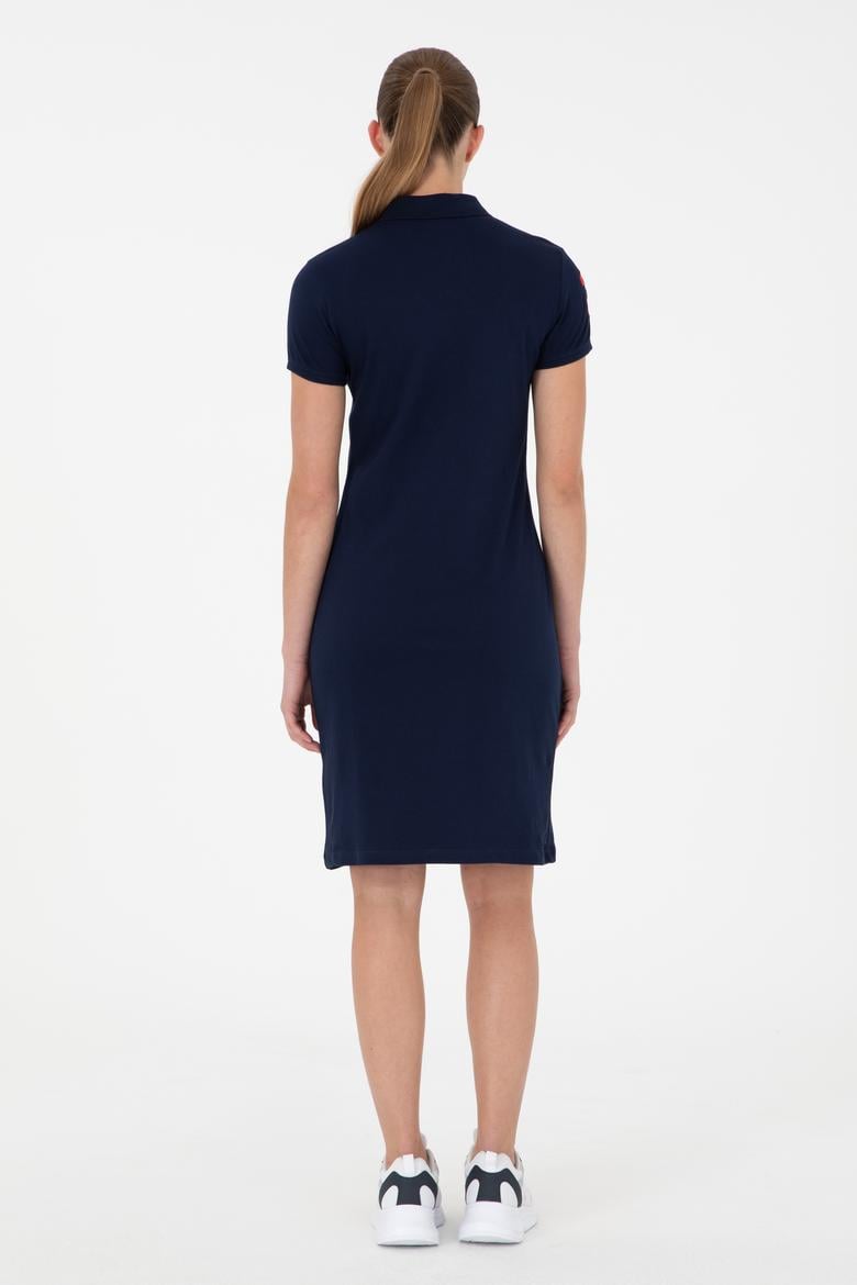 Kadın Lacivert Polo Yaka Mini Boy Örme Elbise - 50280064016