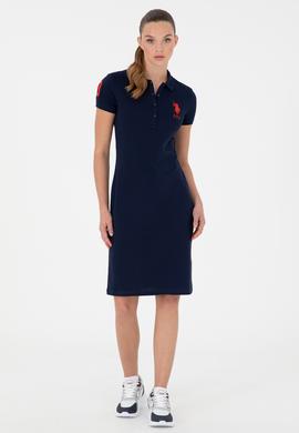 Kadın Lacivert Polo Yaka Mini Boy Örme Elbise - 50280064016