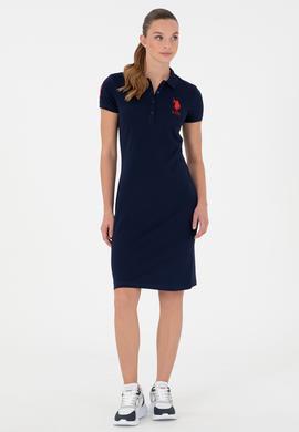 Kadın Lacivert Polo Yaka Mini Boy Örme Elbise - 50280064016